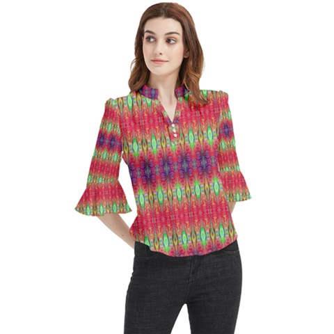 Psychedelic Synergy Loose Horn Sleeve Chiffon Blouse by Thespacecampers