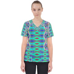 Techno Teal Women s V-neck Scrub Top by Thespacecampers