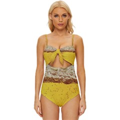 Beer-bubbles-jeremy-hudson Knot Front One-piece Swimsuit by nate14shop