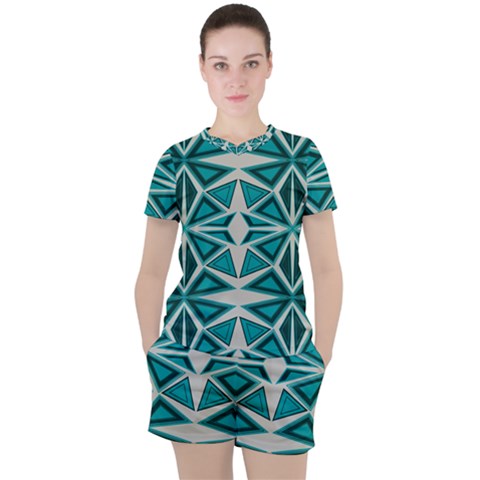 Abstract Pattern Geometric Backgrounds  Women s Tee And Shorts Set by Eskimos