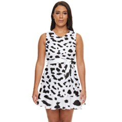 Black And White Leopard Dots Jaguar Waist Tie Tier Mini Chiffon Dress by ConteMonfrey