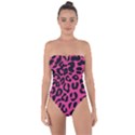 Leopard Print Jaguar dots pink neon Tie Back One Piece Swimsuit View1