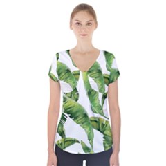 Sheets Tropical Plant Palm Summer Exotic Short Sleeve Front Detail Top by artworkshop