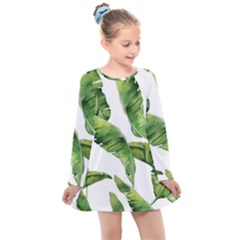 Sheets Tropical Plant Palm Summer Exotic Kids  Long Sleeve Dress by artworkshop
