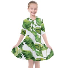 Sheets Tropical Plant Palm Summer Exotic Kids  All Frills Chiffon Dress by artworkshop