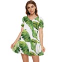 Sheets Tropical Plant Palm Summer Exotic Tiered Short Sleeve Babydoll Dress View1