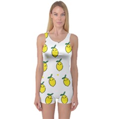 Pattern Lemon Texture One Piece Boyleg Swimsuit by artworkshop