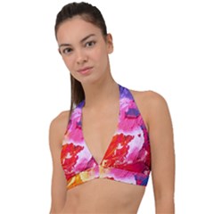 Colorful Painting Halter Plunge Bikini Top by artworkshop