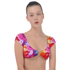 Colorful Painting Cap Sleeve Ring Bikini Top by artworkshop