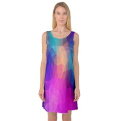 Triangles Polygon Color Sleeveless Satin Nightdress by artworkshop