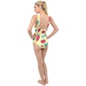 Watermelon Leaves Cherry Background Pattern Cross Front Low Back Swimsuit View2