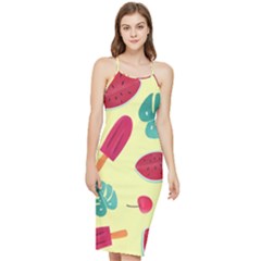 Watermelon Leaves Cherry Background Pattern Bodycon Cross Back Summer Dress by nate14shop