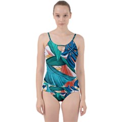 Leaves Tropical Exotic Cut Out Top Tankini Set by artworkshop