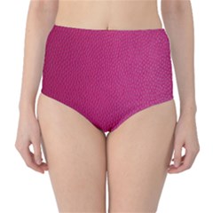 Pink Leather Leather Texture Skin Texture Classic High-waist Bikini Bottoms