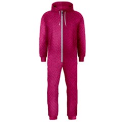 Pink Leather Leather Texture Skin Texture Hooded Jumpsuit (men)