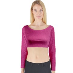 Pink Leather Leather Texture Skin Texture Long Sleeve Crop Top by artworkshop
