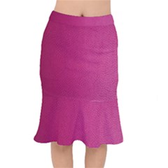Pink Leather Leather Texture Skin Texture Short Mermaid Skirt by artworkshop