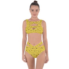 Polkadot Yellow Bandaged Up Bikini Set  by nate14shop