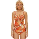 Orange Knot Front One-Piece Swimsuit View1