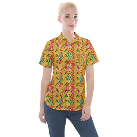 Pattern Women s Short Sleeve Pocket Shirt by nate14shop