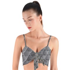 Grid Wire Mesh Stainless Rods Metal Woven Tie Front Bralet by artworkshop