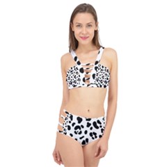 Blak-white-tiger-polkadot Cage Up Bikini Set by nate14shop