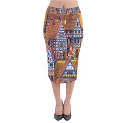 Christmas-motif Velvet Midi Pencil Skirt