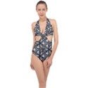 Cloth-004 Halter Front Plunge Swimsuit View1