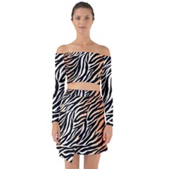 Cuts  Catton Tiger Off Shoulder Top With Skirt Set by nate14shop