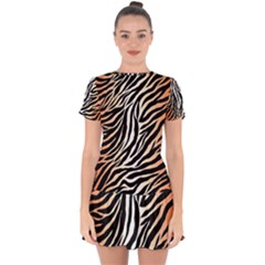 Cuts  Catton Tiger Drop Hem Mini Chiffon Dress by nate14shop