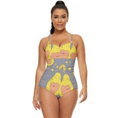 Avocado-yellow Retro Full Coverage Swimsuit