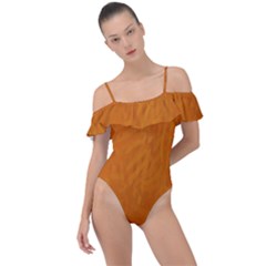 Orange Frill Detail One Piece Swimsuit by nate14shop