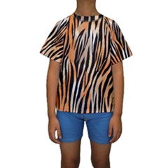 Seamless Zebra Stripe Kids  Short Sleeve Swimwear by nate14shop