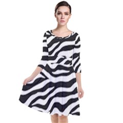 Tiger White-black 003 Jpg Quarter Sleeve Waist Band Dress by nate14shop
