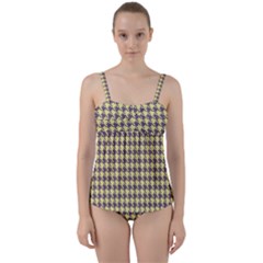 Houndstooth Twist Front Tankini Set by nate14shop