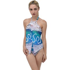 5 Seconds Of Summer Collage Quotes Go With The Flow One Piece Swimsuit by nate14shop