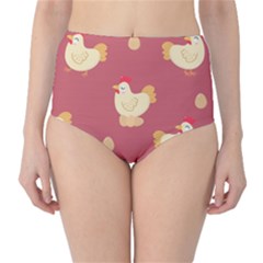 Cute-chicken-eggs-seamless-pattern Classic High-waist Bikini Bottoms by Jancukart