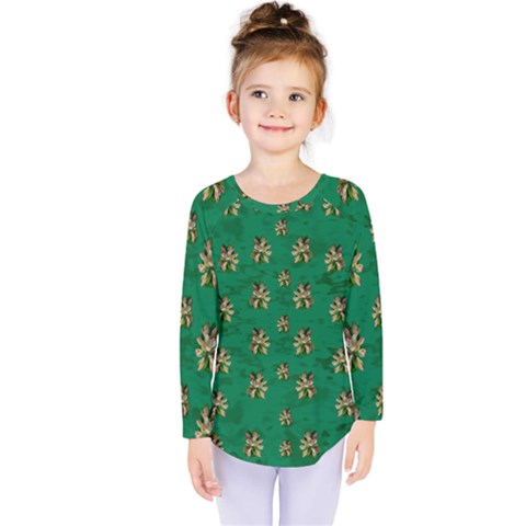 Water Lilies In The Soft Clear Warm Tropical Sea Kids  Long Sleeve Tee by pepitasart