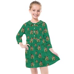 Water Lilies In The Soft Clear Warm Tropical Sea Kids  Quarter Sleeve Shirt Dress by pepitasart