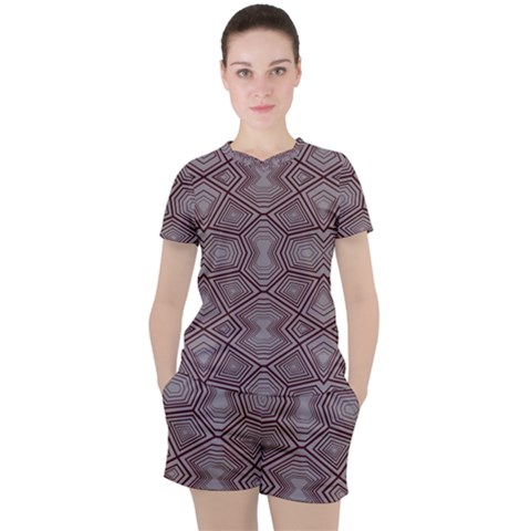 Abstract Pattern Geometric Backgrounds Women s Tee And Shorts Set by Eskimos