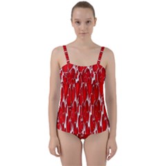 Banner Love Red Twist Front Tankini Set by nate14shop