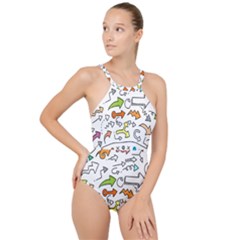 Desktop - A 001 High Neck One Piece Swimsuit by nate14shop