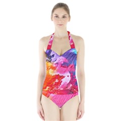 Colorful Painting Halter Swimsuit by artworkshop