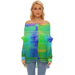 Colors-rainbow-chakras-style Off Shoulder Chiffon Pocket Shirt by Jancukart