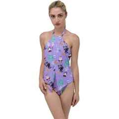 Purple Krampus Christmas Go With The Flow One Piece Swimsuit by InPlainSightStyle