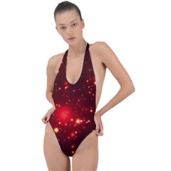 Firework-star-light-design Backless Halter One Piece Swimsuit by Jancukart