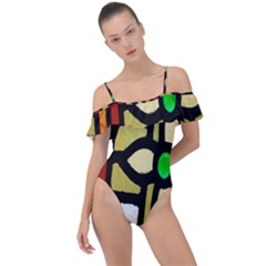 Abstract-0001 Frill Detail One Piece Swimsuit by nate14shop