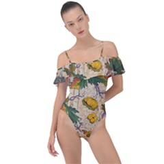 Flowers-b 003 Frill Detail One Piece Swimsuit by nate14shop