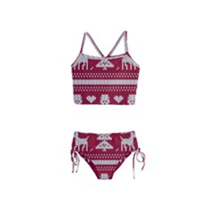 Christmas-seamless-knitted-pattern-background 001 Girls  Tankini Swimsuit by nate14shop