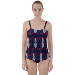 Christmas-seamless-knitted-pattern-background 004 Twist Front Tankini Set by nate14shop